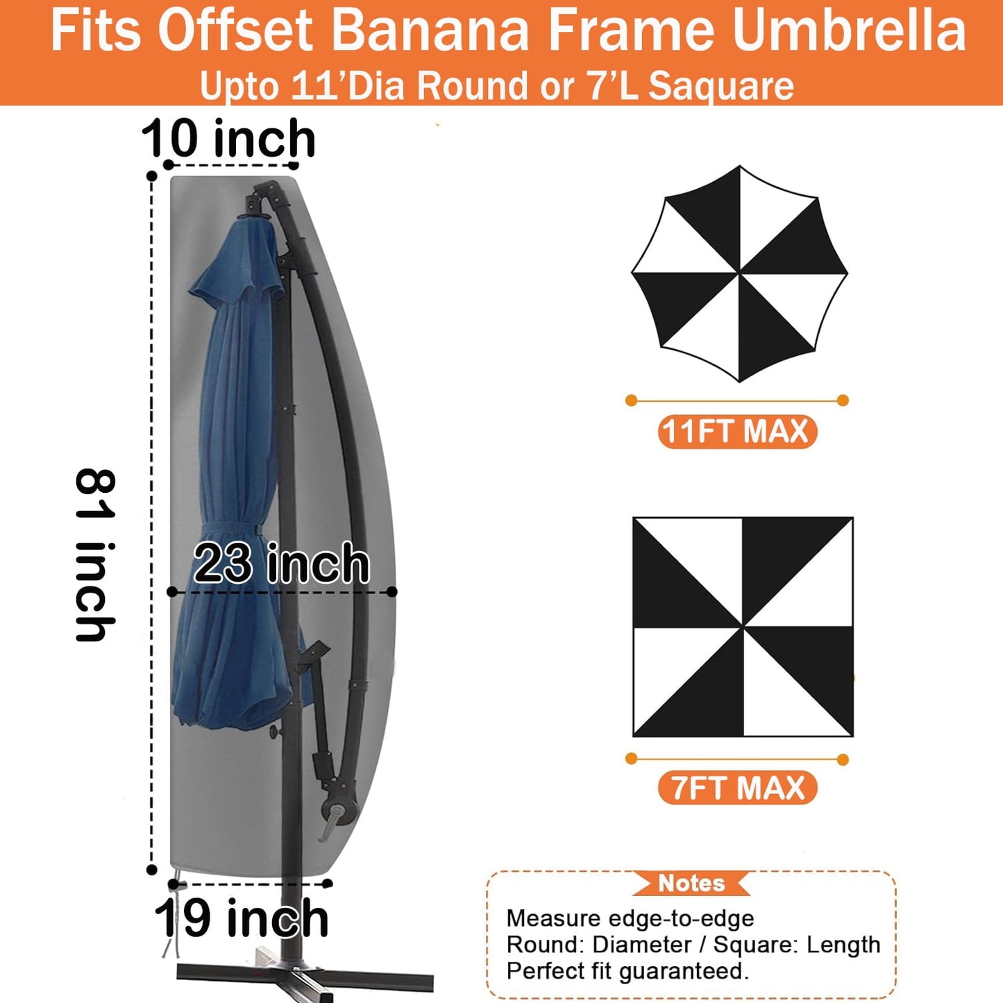 Patio Umbrella Cover, Outdoor Umbrella Covers for 7ft to 11ft for Offset Banana Style Umbrella Cover with Zipper