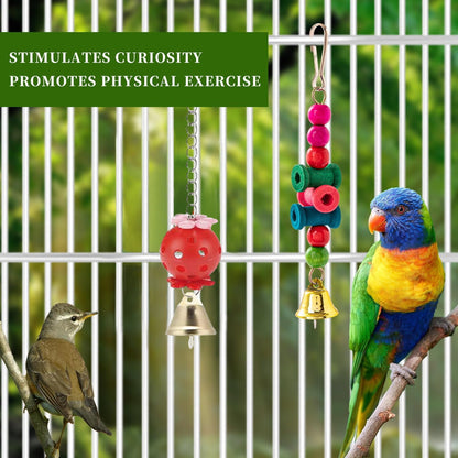 11PCS Bird Toys Parakeet Toys,Dinosam Colorful Parrot Toy for Small Parakeets Cockatiels Conures Finches Swing Chewing Hanging Bell Cage Hammock Toy