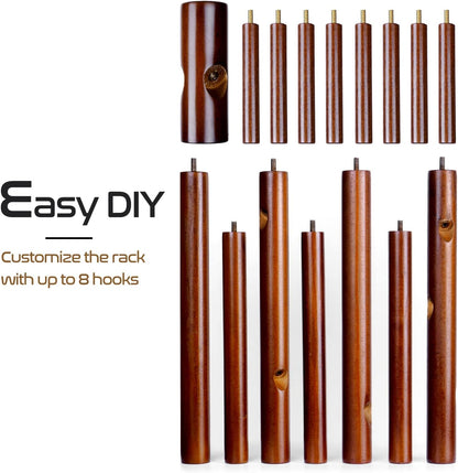 Coat Rack Stand Hat Rack Stand, Dinosam Wooden Coat Rack Freestanding Coat Hanger and Hat Holder with 8 Hooks, Sturdy Hat Hanger Entryway Hall Tree for Clothes/Bags/Hats, Elegant, Brown