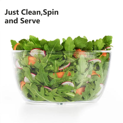 Salad Spinner Handle Vegetable Dryer,Domaci 3qt Fruit Veggie Bowl Lockable Colander Basket and Lid with Drawcord Switch