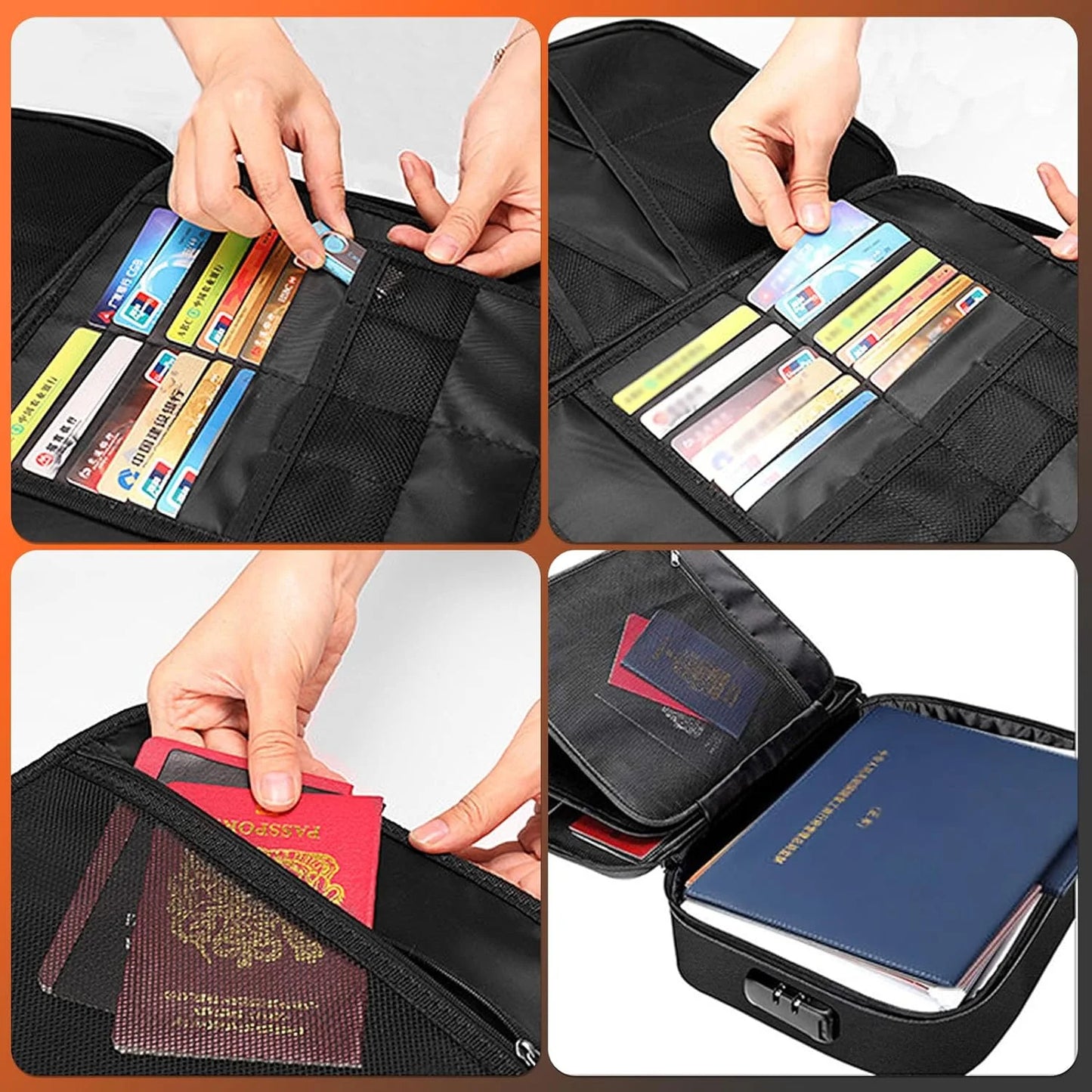 Fireproof Document Box,Fireproof Document Bag with Lock,3-Layer Important Document Organizer,Fire Proof/Waterproof Safe Bag for Money,Paperwork and Laptop,Travel Home Document Organizer,Black