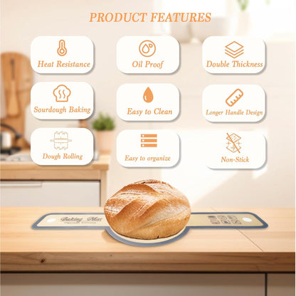 Silicone Bread Sling for Dutch Oven,2Pcs Non-Stick Silicone Baking Mat Sling Heat Resistant Black Dutch Oven Liner with Long Handle Reusable Silicone Baking Sheets for Transfer Dough Baking
