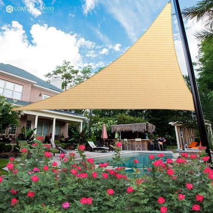 Sun Shade Sail 12' x 12' x 12' Sand Triangle Canopy UV Block Awning for Outdoor Patio Backyard Garden