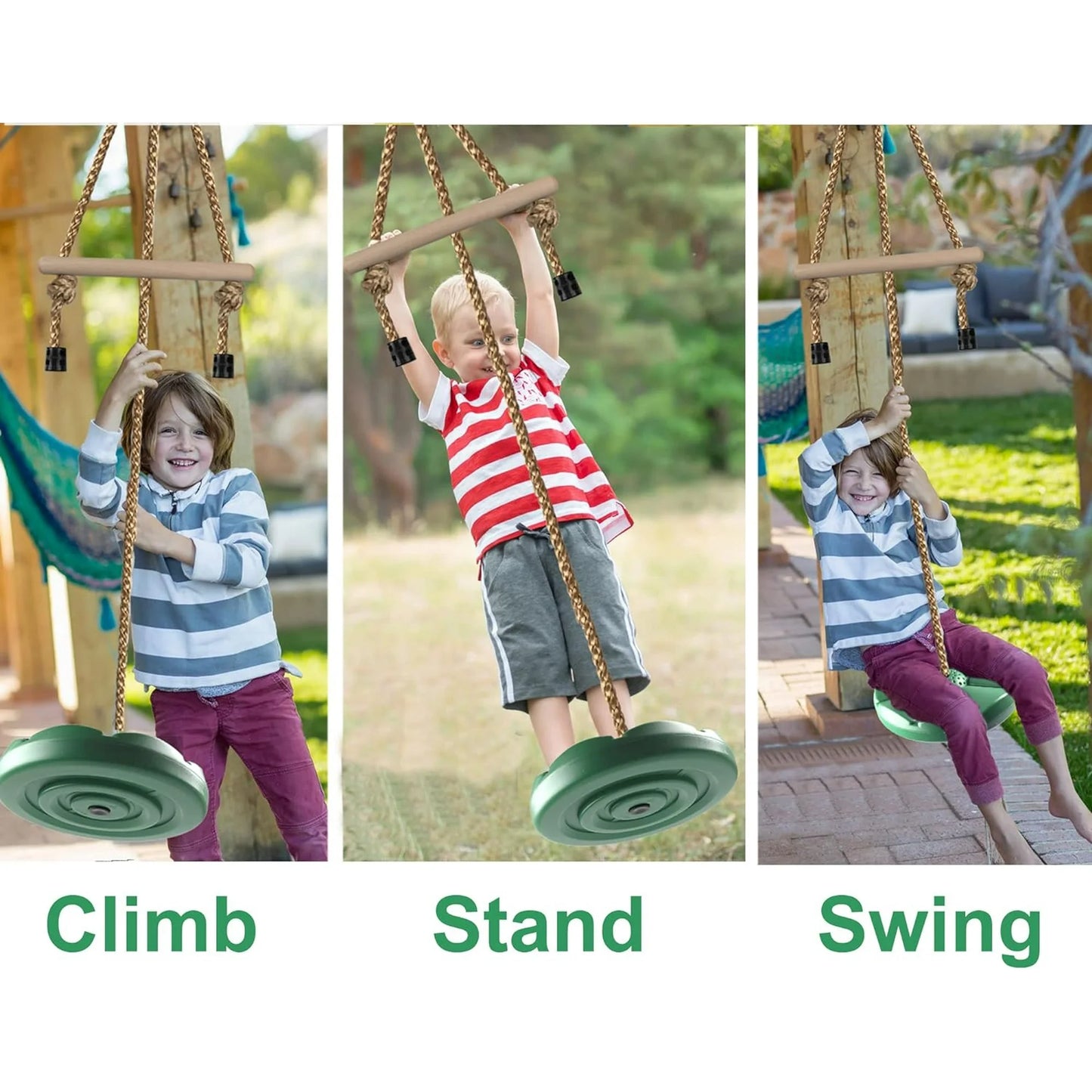 Tree Swing for Kids Swing,Climbing Rope Swing Seat with Swing board and Kids Hanging Bar,Disc Rope Swing Outdoor Garden Swing Set Accessory Children's 3 Years+