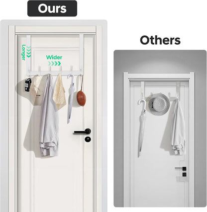 Over The Door Hooks, Door Hanger Hooks for Hanging, Over The Door Towel Racks, Over The Door Hanger, Coat Rack with 12 Coat Hooks, Wreath Door Hanger Over The Door Organizer, White