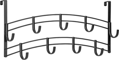 Over Door Hooks Rack, Domaci 9 Hook Over Door Hanger, Over Door Towel Rack, Over Door Hooks for Hanging Towels or Clothes, for Bathroom, Bedroom or Laundry Room (Black)