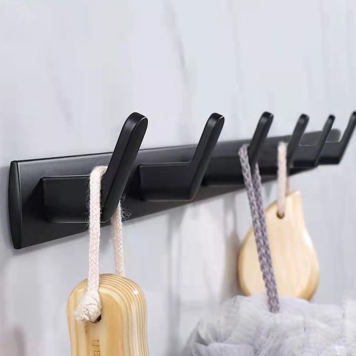 Coat Rack Wall Mount with 6 Wall Hooks, Black Coat Hangers for Wall, Dinosam Wall Mounted Modern Aluminum Coat Hooks Hat Hooks Suitable for Living Room Entrance, Bedroom, Kitchen, Bathroom