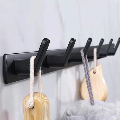 Coat Rack Wall Mount with 6 Wall Hooks, Black Coat Hangers for Wall, Dinosam Wall Mounted Modern Aluminum Coat Hooks Hat Hooks Suitable for Living Room Entrance, Bedroom, Kitchen, Bathroom