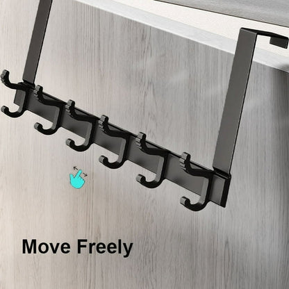 Over The Door Hooks for Hanging,Heavy Duty Hanger Holder for Hanging with 5 Dual Hooks,Over The Door Hanger Hook, Black Over the Door Towel Rack Fits 1-3/4" Thick Door