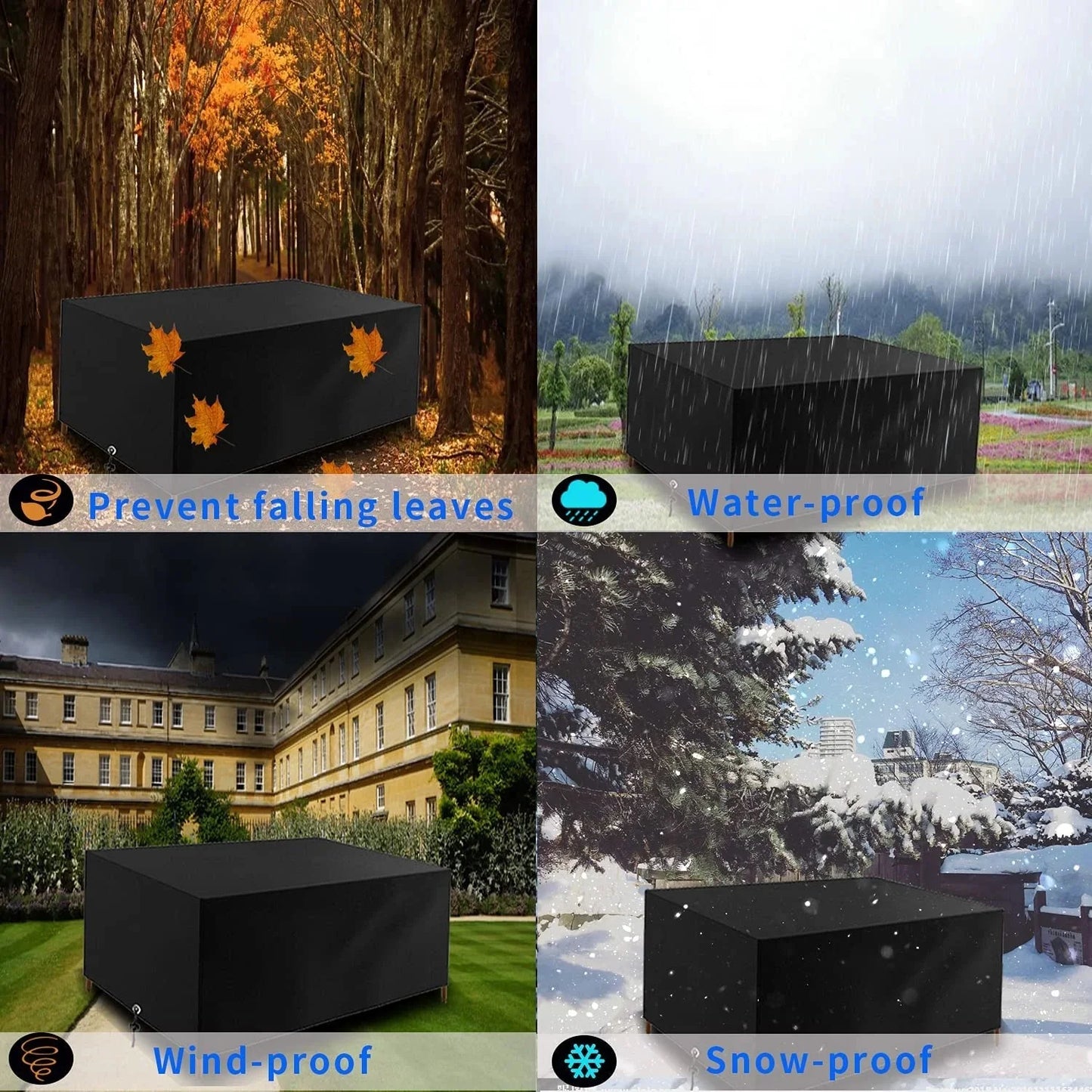 Patio Furniture Cover Waterproof, Outdoor Furniture Cover for Winter, Dinosam Durable Outdoor Furniture Cover ﻿with 4 Windproof Buckles,Black Patio Table Cover Fits