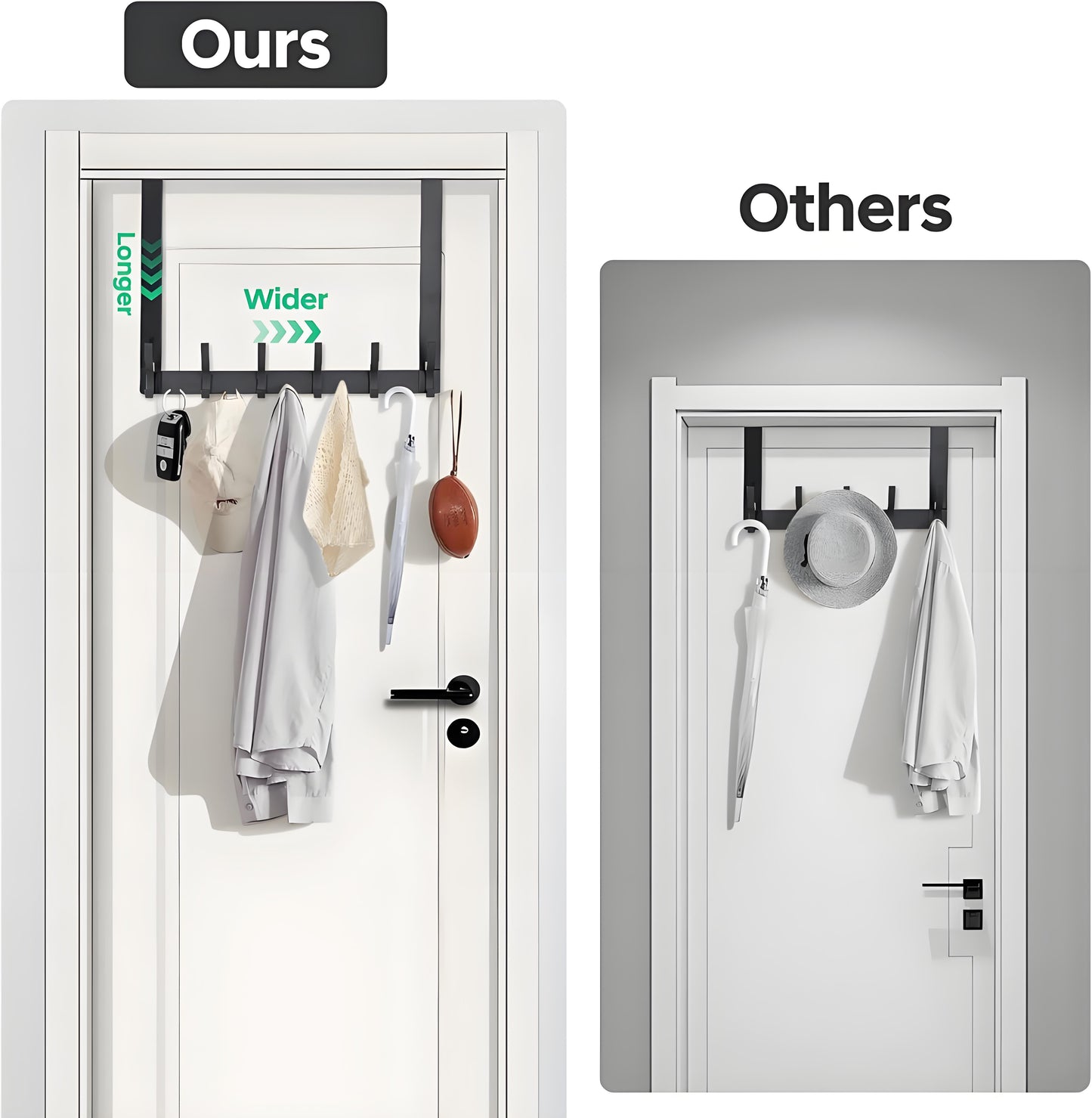 Over The Door Hooks, Door Hanger Hooks for Hanging, Over The Door Towel Racks, Over The Door Hanger, Coat Rack with 12 Coat Hooks, Wreath Door Hanger Over The Door Organizer