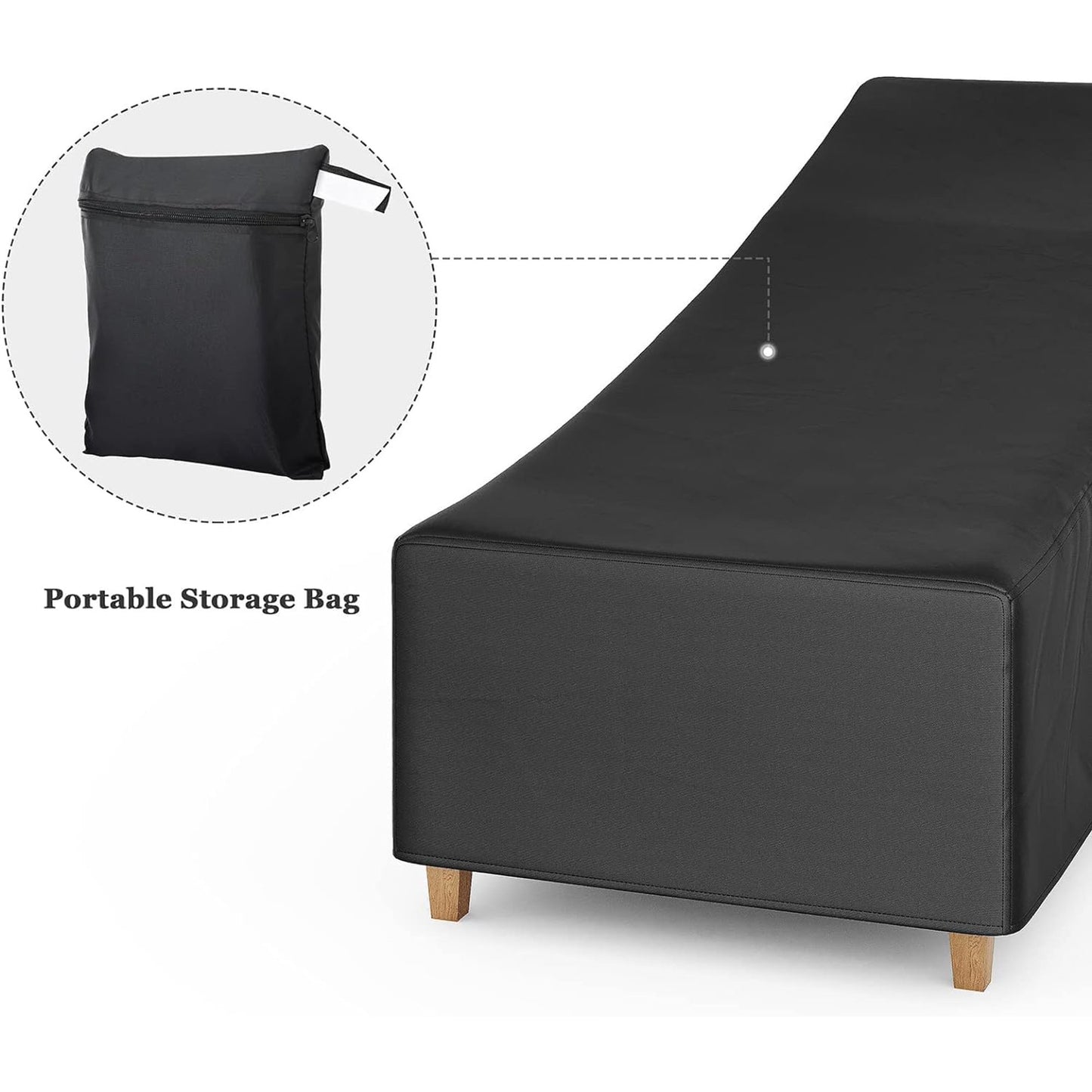 Chaise Lounge Cover 420D Patio Outdoor Furniture Covers Waterproof Outdoor Chair Covers 83W x 30D x 31.5H inch Black