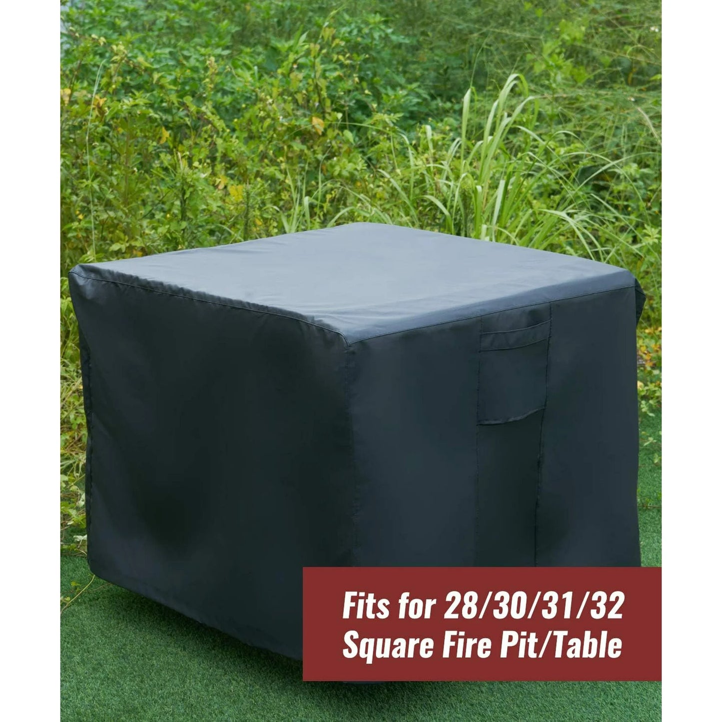 Fire Pit Cover Square, Waterproof Heavy Duty 420D Gas Fire Pit Table Cover with PVC Coating,2 Handles, 2 Air Vents,100% Waterproof,Anti-Crack, 32 x 32 x 24 inch Fits for 29”,30",31",32", Weight: 0.8LB