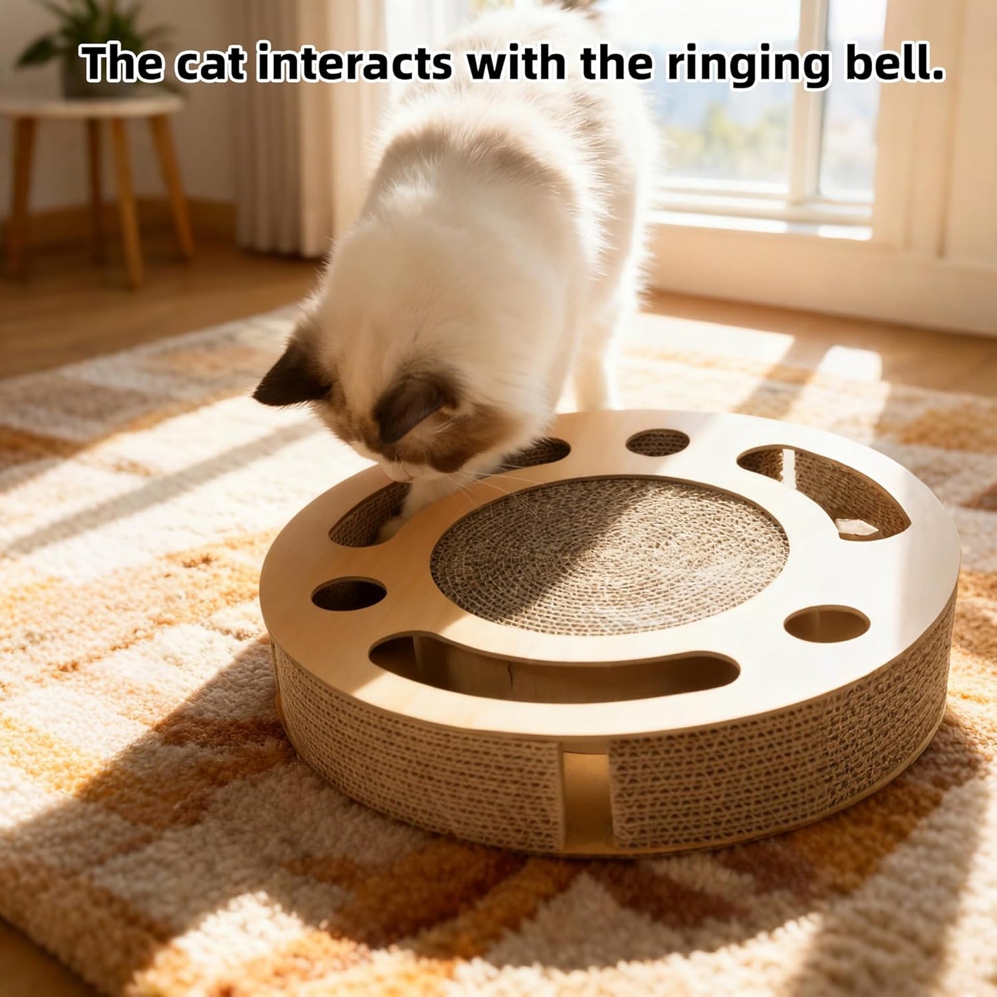 Cat Scratching Board with Balls,Cat Scratchers for Indoor Cats,Round Cat Scratch Pad Interactive Toy, Cat Ball Track Cardboard Cat Scratcher for Cats Exercise Play