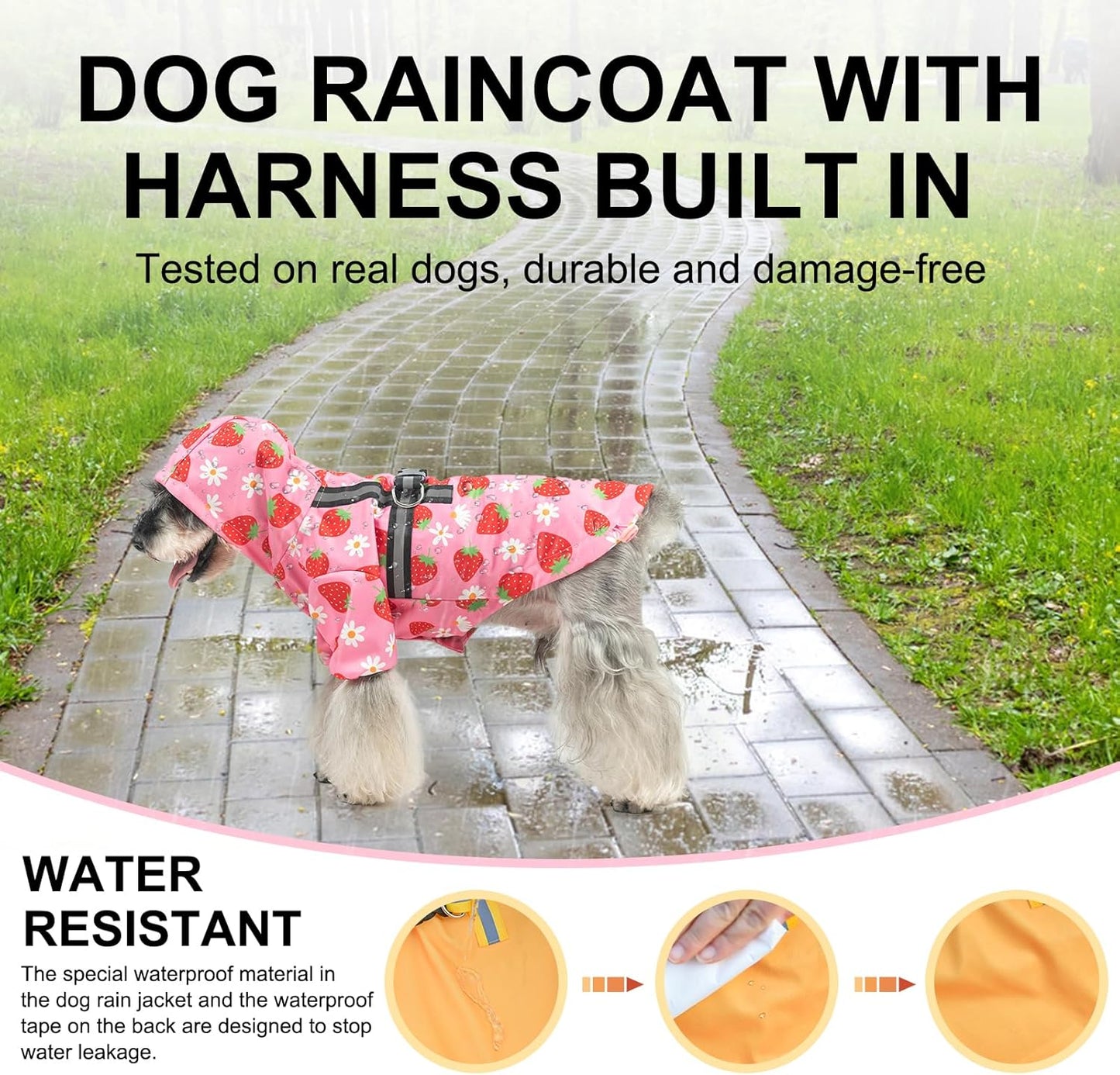 Small Dog Raincoat,Full-Coverage Puppy Raincoat for Dogs, Adjustable & Easy to Wear Dog Rain Jacket,Super Lightweight Dog Rain Coat for Dogs with Features Detachable Cap&Reflective Strip