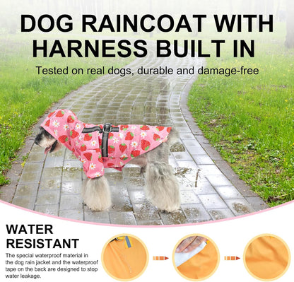 Small Dog Raincoat,Full-Coverage Puppy Raincoat for Dogs, Adjustable & Easy to Wear Dog Rain Jacket,Super Lightweight Dog Rain Coat for Dogs with Features Detachable Cap&Reflective Strip