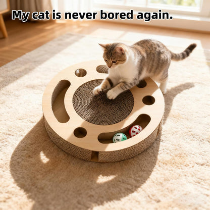 Cat Scratching Board with Balls,Cat Scratchers for Indoor Cats,Round Cat Scratch Pad Interactive Toy, Cat Ball Track Cardboard Cat Scratcher for Cats Exercise Play