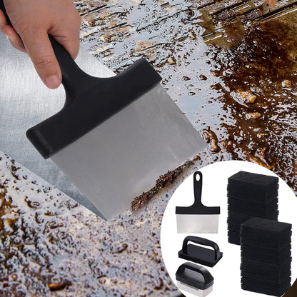 7pcs Griddle Cleaning Kit for Blackstone Cleaning Kit, Flat Top Grill Cleaner, Grill Cleaner Kit with Griddle Scraper,Cleaning Handle and Griddle Brush,Black