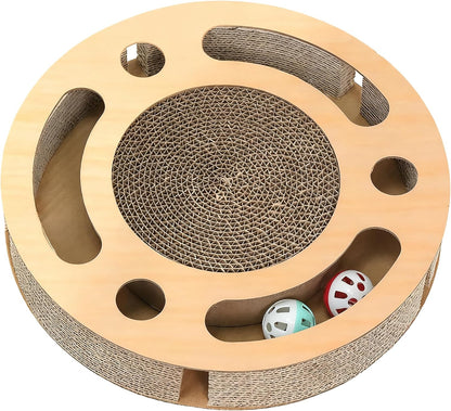 Cat Scratching Board with Balls,Cat Scratchers for Indoor Cats,Round Cat Scratch Pad Interactive Toy, Cat Ball Track Cardboard Cat Scratcher for Cats Exercise Play
