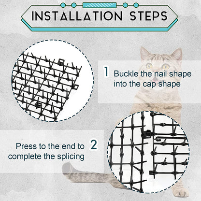 Cat Scat Mat Indoor Spiked Mat Network Digging Stopper for Garden Fence Keep Pet Dog Cat Off Couch Furniture (12 x 79 Inch, Black)