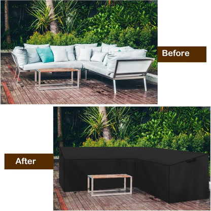 Outdoor Couch Covers for V-Shaped Outdoor Furniture Cover Waterproof Patio Furniture Cover for 5-Seater Outdoor Sectional Cover Weatherproof for Outside L Shape Couch 85" x 85" x 34" x 32"H, Black