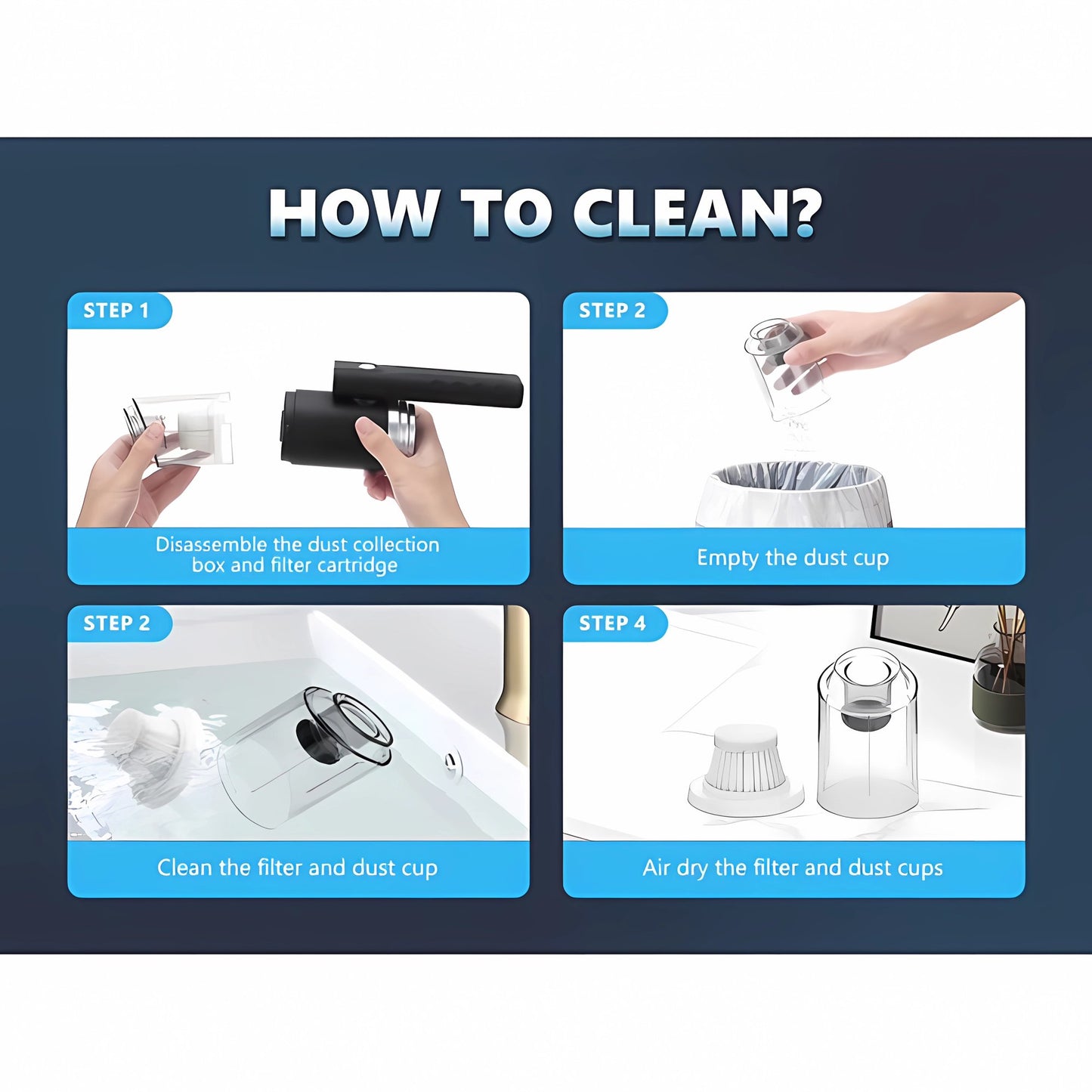Handheld Vacuum Cordless,Domaci 14000Pa Car Vacuum Cleaner,Foldable Car Facuum Fortable Cordless 120W High Power Wet/Dry Vacuum
