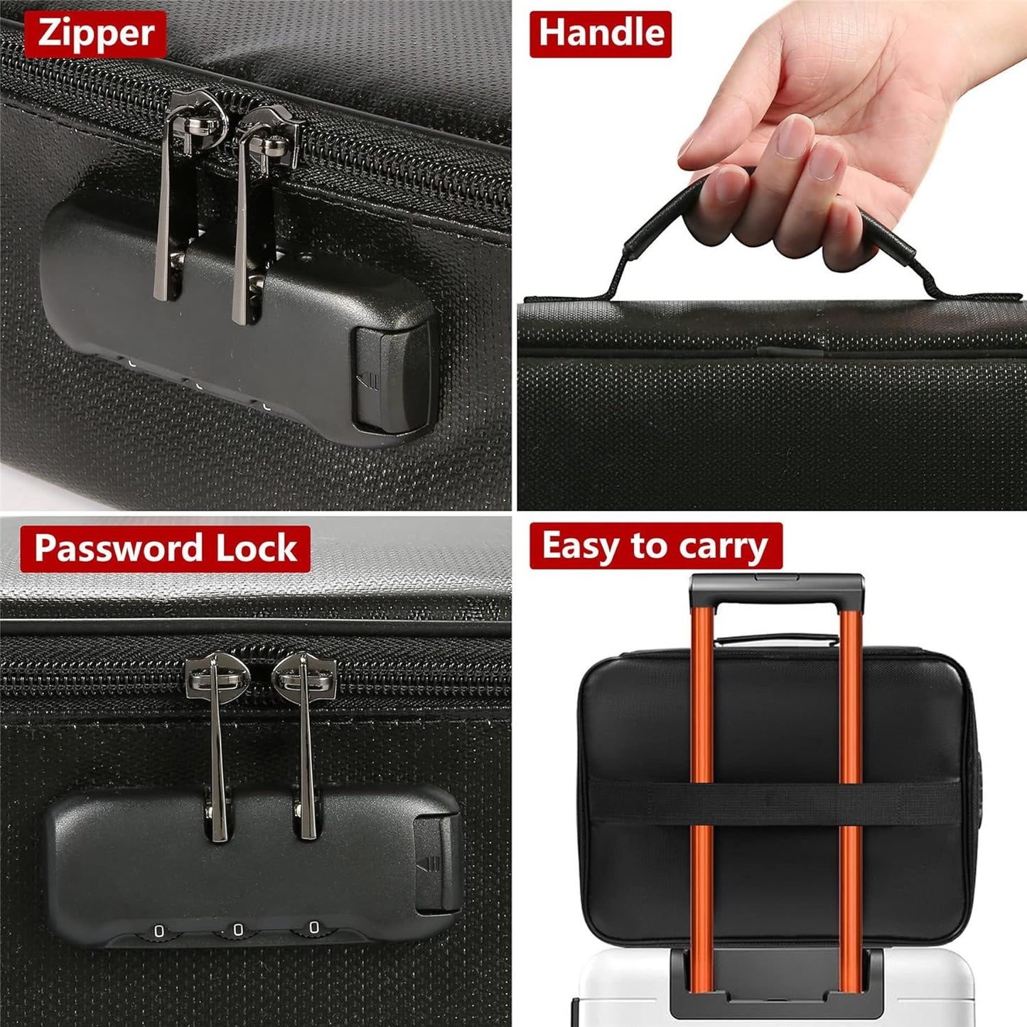 File Organizer Bags with Lock,Fireproof Document Bag(17.2"x12"x6") with 2 Small Fireproof Bags(8"x5.1"),Document Organizer Portable Travel Home Storage Safe for Legal/A4 Important Documents