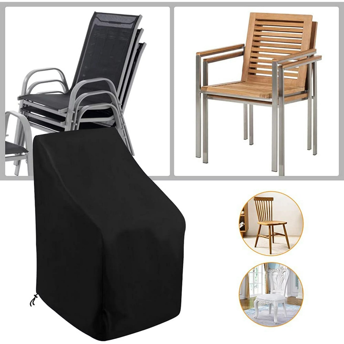 Outdoor Chair Covers Waterproof Patio Cover for Patio Chair Covers,2PCS Patio Furniture Covers,Outdoor Furniture Cover with Adjustable Drawstring and Storage Bag, Windproof, UV Protection