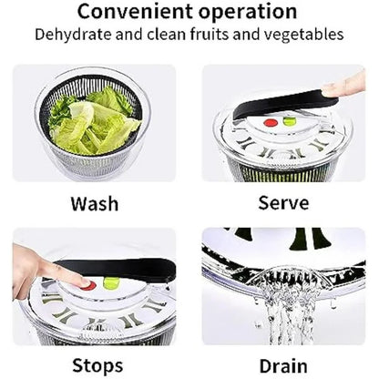 Salad Spinner Handle Vegetable Dryer,Domaci 3qt Fruit Veggie Bowl Lockable Colander Basket and Lid with Drawcord Switch