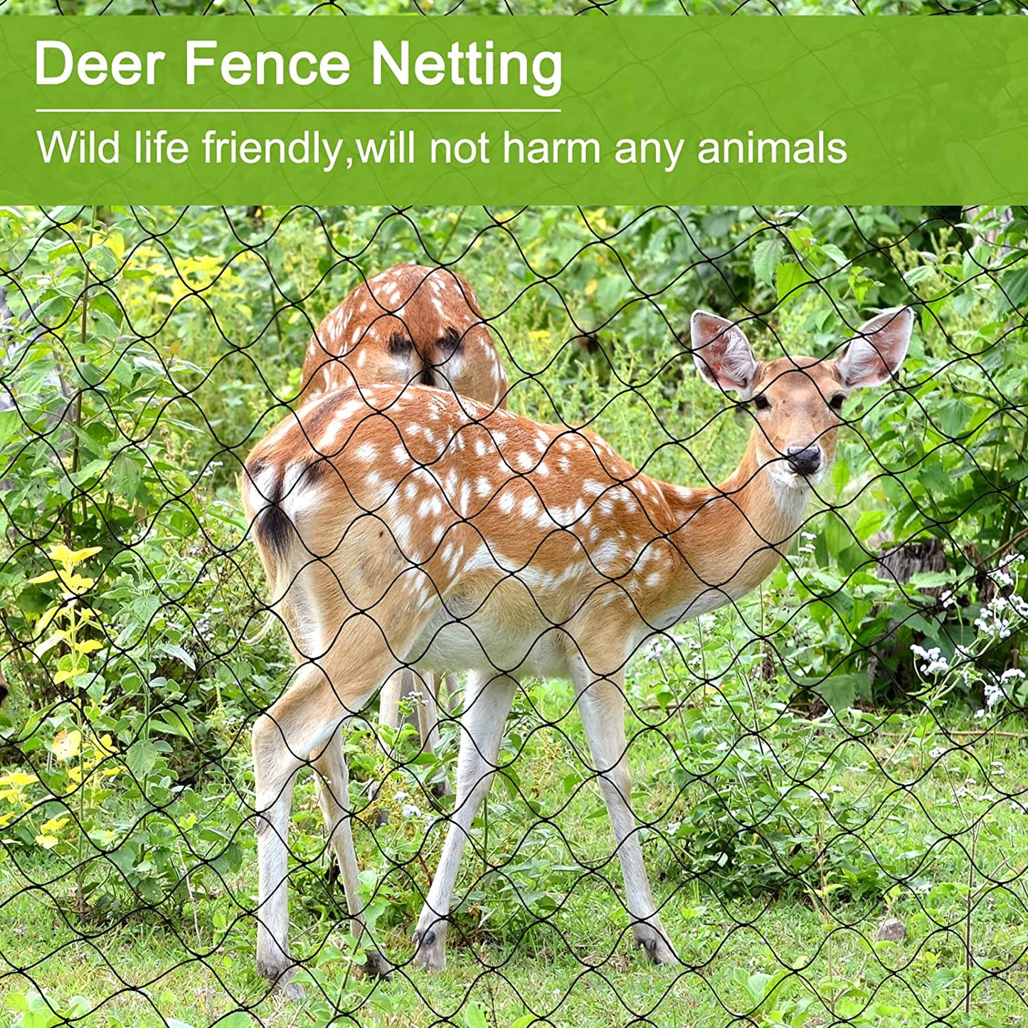 33 x 50 ft Garden Netting with 1.96 in Square Mesh,Reusable Bird Netting for Chicken wire Coop,FifthQuarter Nylon Poultry Net Deer Fence for Protecting Vegetables Fruit Tree from Birds Squirrel,Black