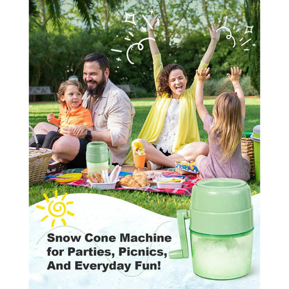 Snow Cone Machine Manual Shaved Ice Maker, Portable Ice Shaver Hand Crank Slushie Machine for home,Domaci Snow Cone Maker for Outdoor Picnics, Green