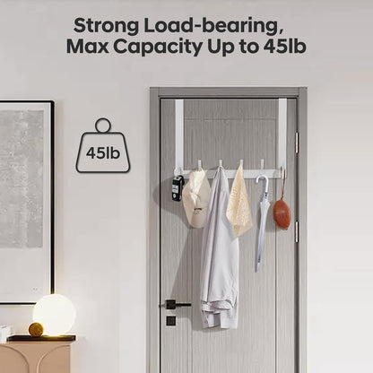 Over The Door Hooks, Door Hanger Hooks for Hanging, Over The Door Towel Racks, Over The Door Hanger, Coat Rack with 12 Coat Hooks, Wreath Door Hanger Over The Door Organizer, White