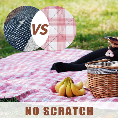 Picnic Blanket Extra Large Beach Blanket Waterproof Sandproof Beach Mat (80"x80"),0.34in Thickening Outdoor Blanket,Foldable Washable Camping Blanket,Wear-Resistant,Soft & Comfortable,Pink & White