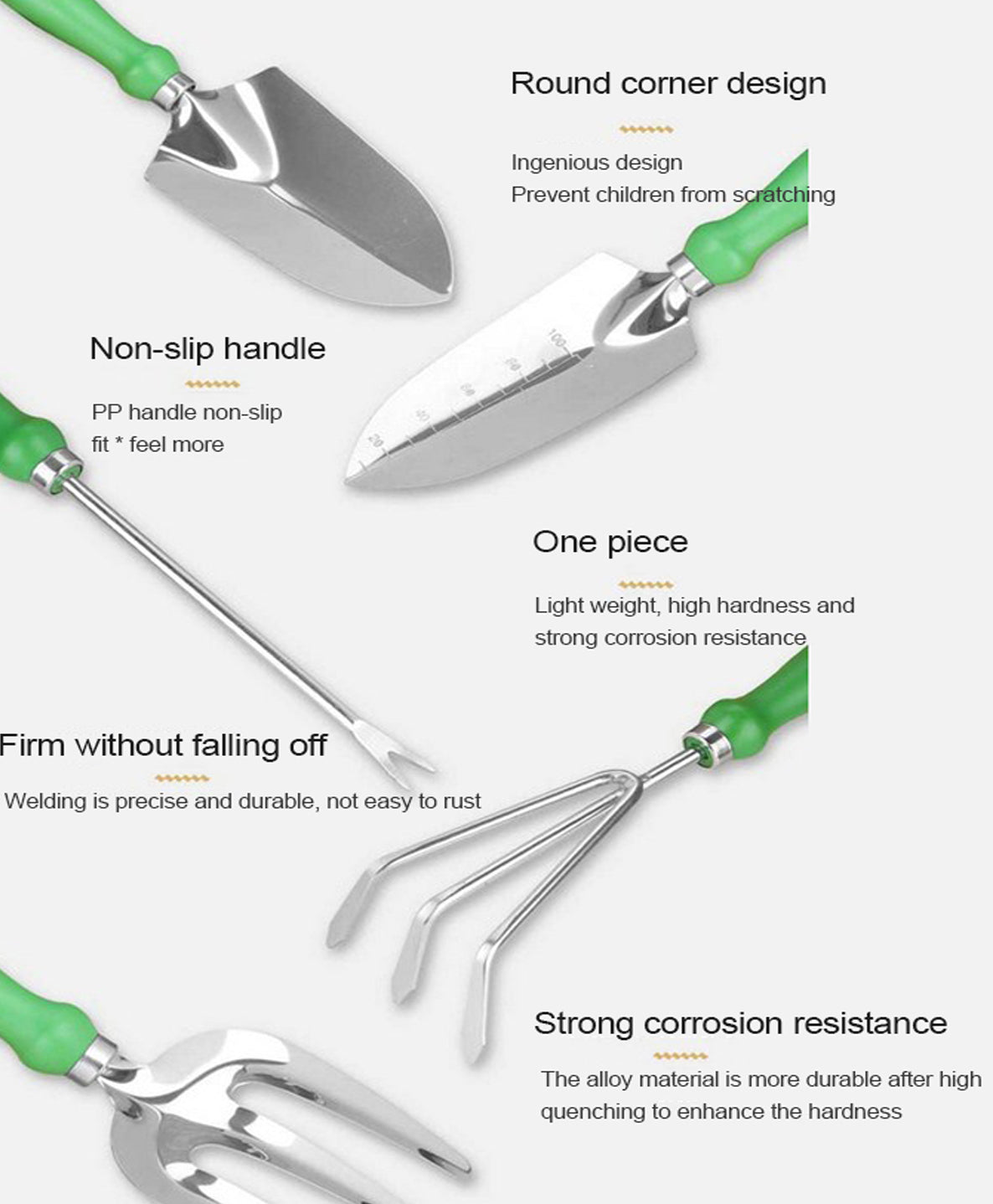 Garden Tool Set,5 Packs Gardening Yard Tools Kit Supplies for Women Men with Hand Rake,Hand Weeder,Hand Fork,Transplanter Trowel,Hand Trowel,Durable and Delicate Garden Gift