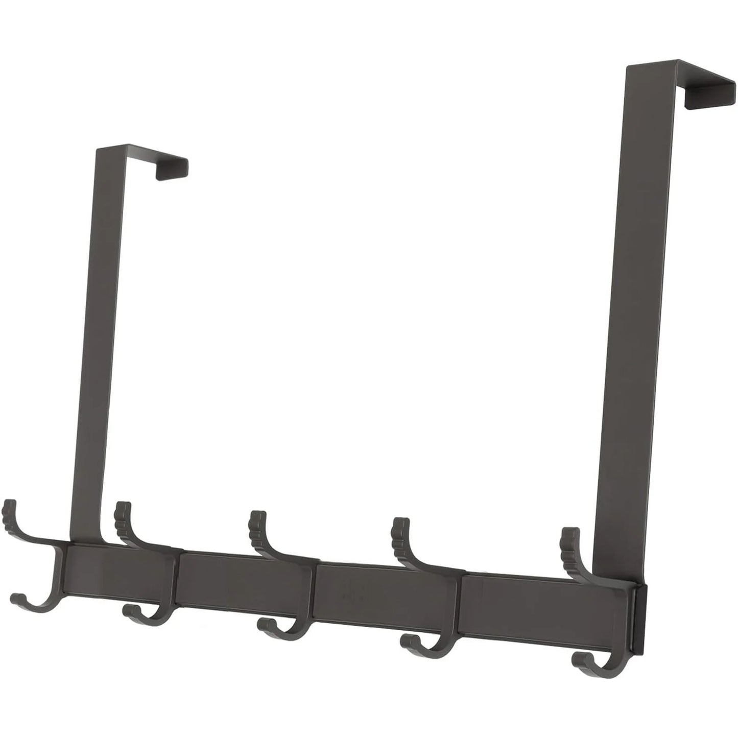 Over The Door Hooks for Hanging,Heavy Duty Hanger Holder for Hanging with 5 Dual Hooks,Over The Door Hanger Hook, Black Over the Door Towel Rack Fits 1-3/4" Thick Door