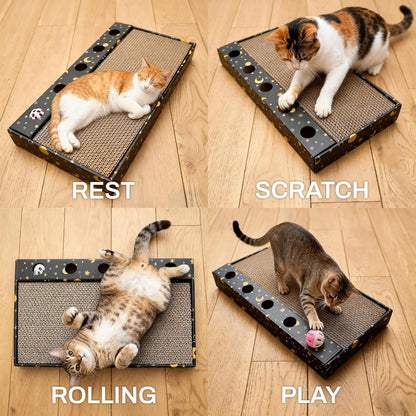 Cat Scratching Board for Large Cat Scratcher Cardboard Cat Scratcher for Indoor Cats,5PCS Reversible Cat Scratch Pads with Cat Cardboard Scratcher Box
