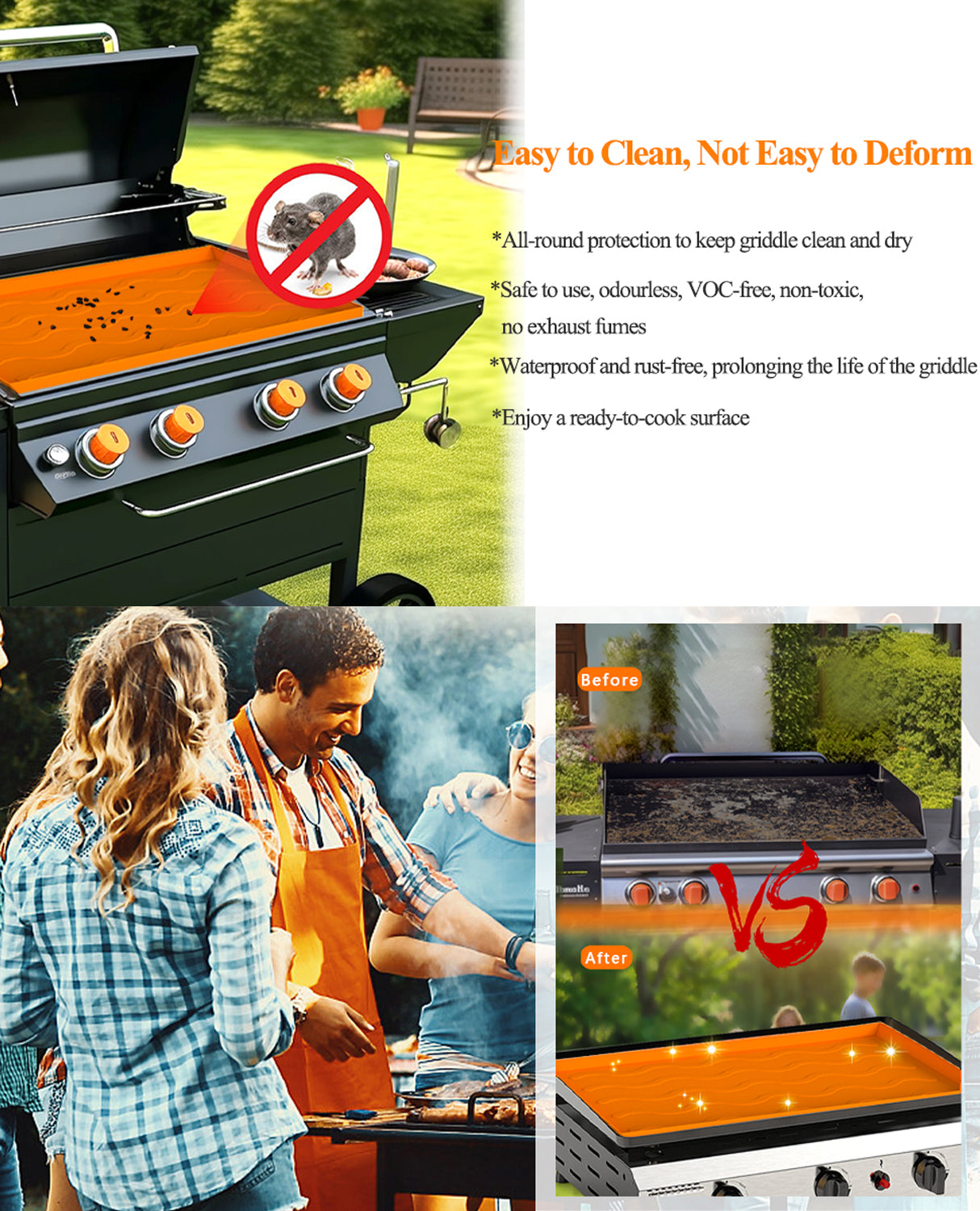 36" Silicone Griddle Mat forBlackstone Silicone Mat,Heavy Duty Food-Grade Grilling Accessories Mat Griddle Accessory Grill Mats for Outdoor Grill Accessories Reusable & Durable