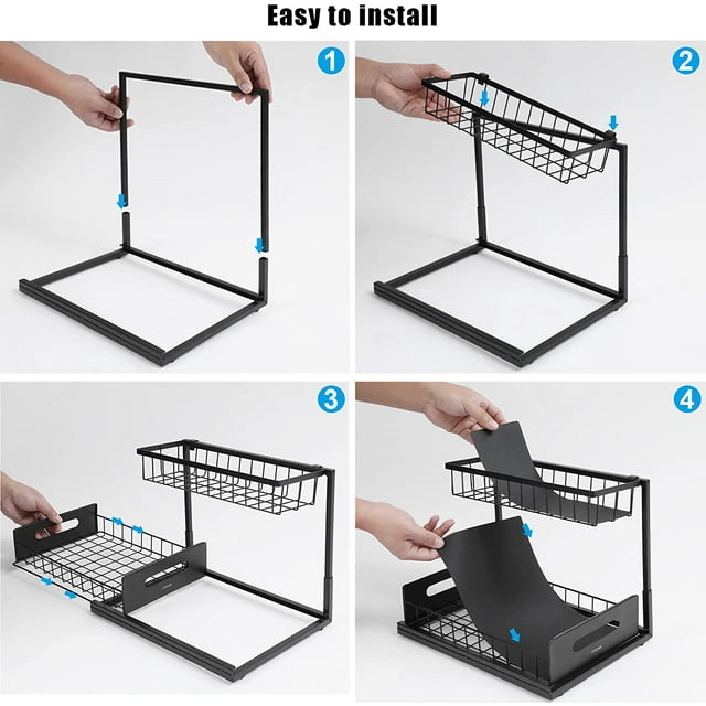 Under Sink Organizer and Storage,Bathroom Cabinet Organizer, 2 Tier Sliding Cabinet Basket Organizer Drawer, Multi-Purpose Bath Collection Baskets for Bathroom