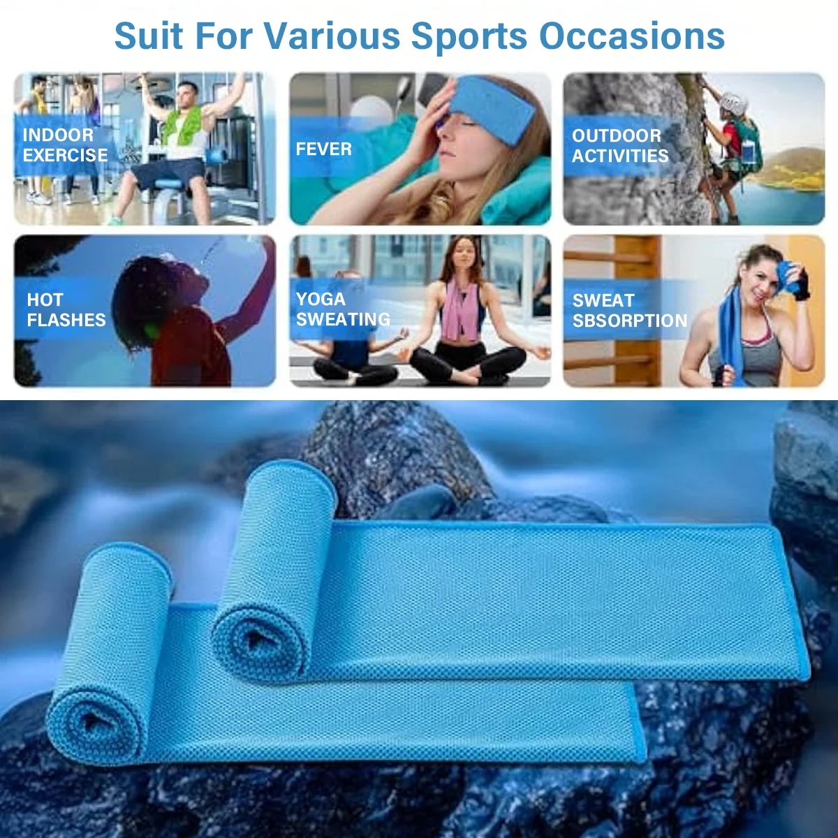 4 Pcs Cooling Towels 40"x12" Cool Sweat Towels,Cooling Towels for Neck and Face,Workout Towels