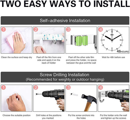 Mop and Broom Holder Wall Mounted,Garden Tool Organizer,Broom Organizer Wall Mount,Garage Tool Organizer for Wall Mop Home Must Haves Home Organization Must Haves ( 4 Racks 5 Hooks )