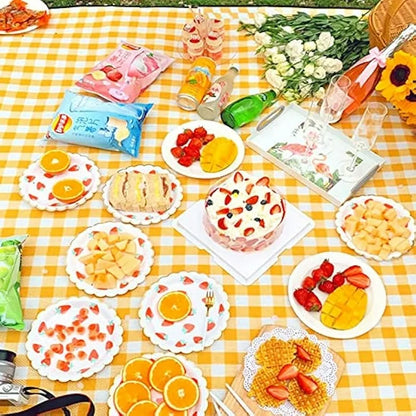 Picnic Blanket Handy Mat Tote Waterproof Sandproof Padding Portable Plaid Blanket for Lawn Park Beach Travel Yellow
