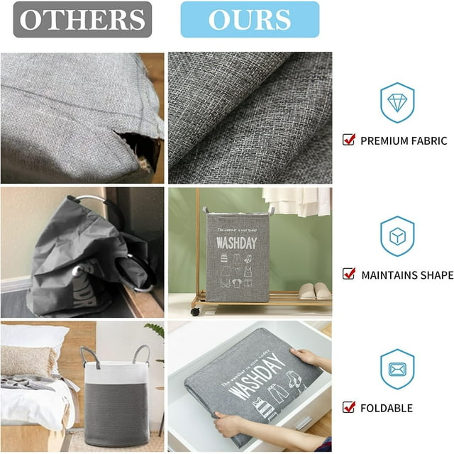 75L Freestanding Large Laundry Basket with Lid, Collapsible Large Drawstring Clothes Hamper Storage with Handle, Dinosam Storage Basket for Bathroom,Gray