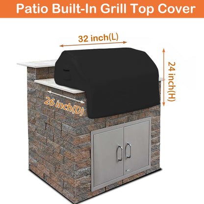 Grill Cvers for 32 inch Island Grill Cover Built-in BBQ Covers for Outside Grill Head Cover.BBQ Grill Cover Gas Grill Cover (32" W x 26" D x 24" H Inches, Black)
