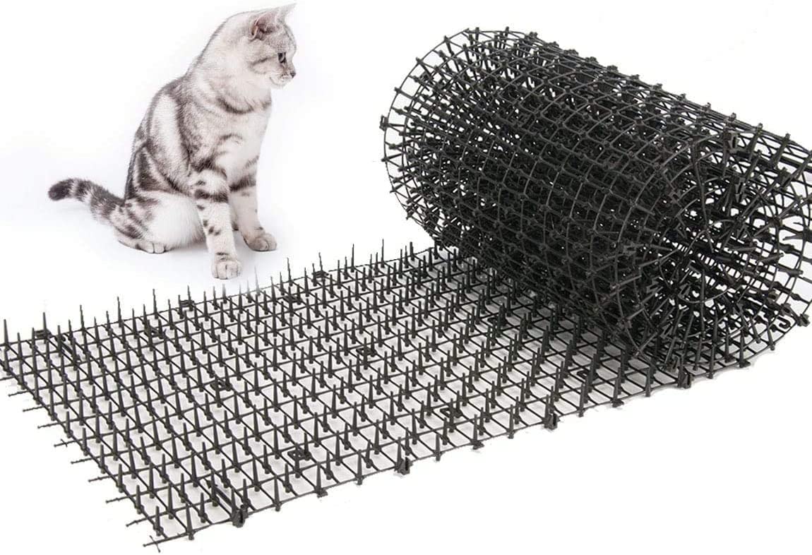 Cat Scat Mat Indoor Spiked Mat Network Digging Stopper for Garden Fence Keep Pet Dog Cat Off Couch Furniture (12 x 79 Inch, Black)