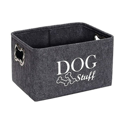 Dog Toy Baskets Dog Toy Box Dog Toy Bin with Designed Metal Handle,Dog Toy Storage Perfect for Organizing Dog Toys, Blankets, Leashes, Dry Food and Bandana,Gray