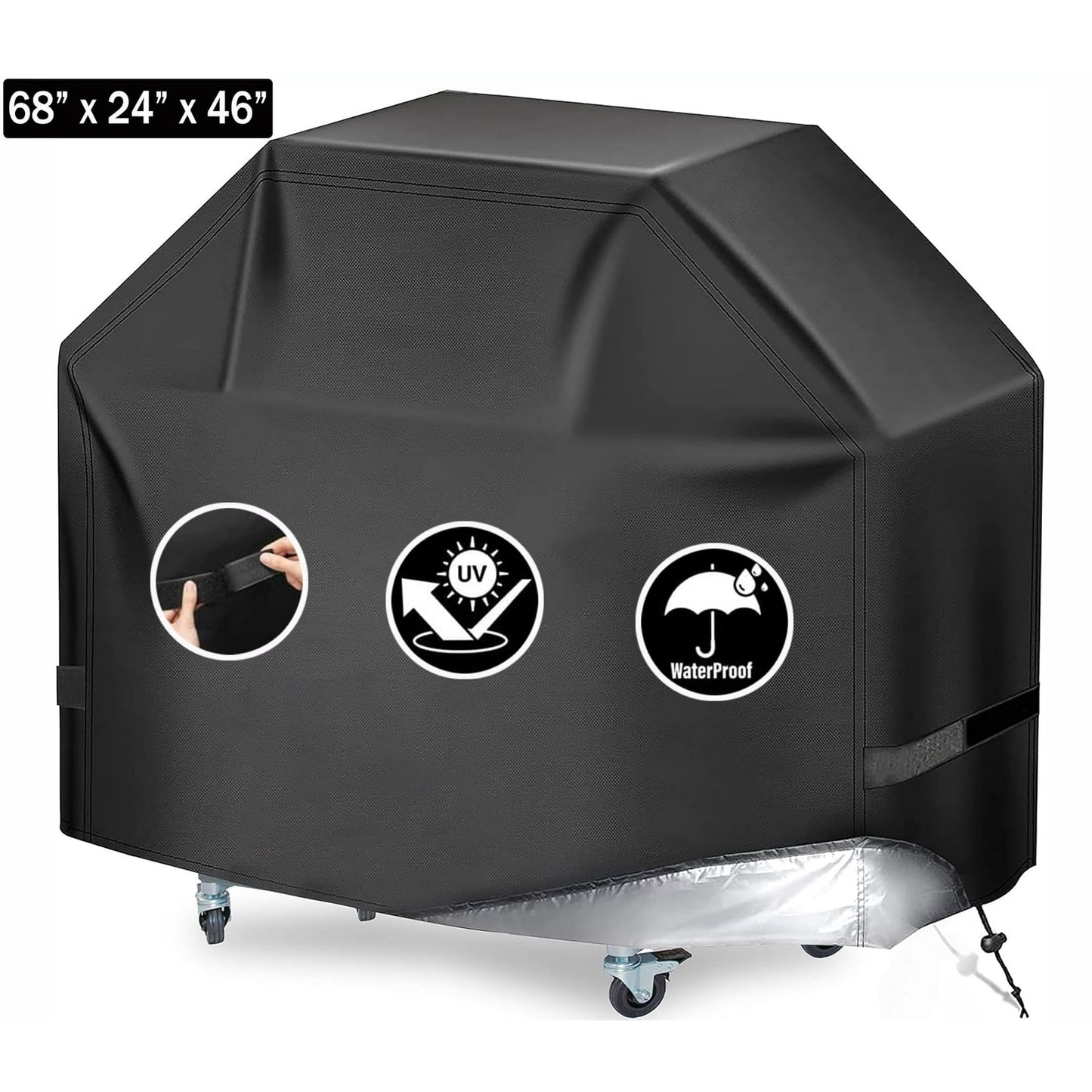 Grill Cover for Outdoor Grill, Waterproof Oxford Fabric BBQ Cover for 4-7 Burner Barbecue Grill ,68" Gas Grill Covers for Outside with Adjustable Drawstring & Strip,Storage Bag,Windproof, UV Protect