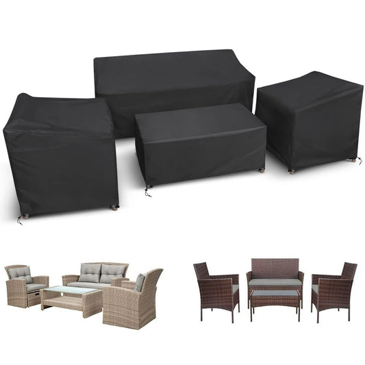 Patio Furniture Covers for Winter, 4 Piece Outdoor Furniture Covers Waterproof, 420D Heavy Duty Tear-Resistant Patio Chair Covers with Windproof Buckle Strap and Adjustable Drawstring