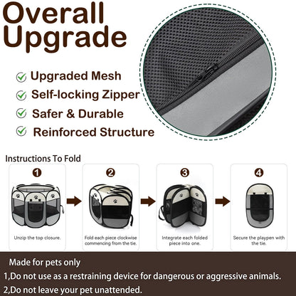 Extra Large Pet Playpen Cat Playpen Dog Playpen Puppy Playpen Indooor Cat Cage Dog Fence, Dinosam 45" Diameter 23" Height Cat Tent Playpen for Indoor Cats Pen for Cat Puppy Rabbit