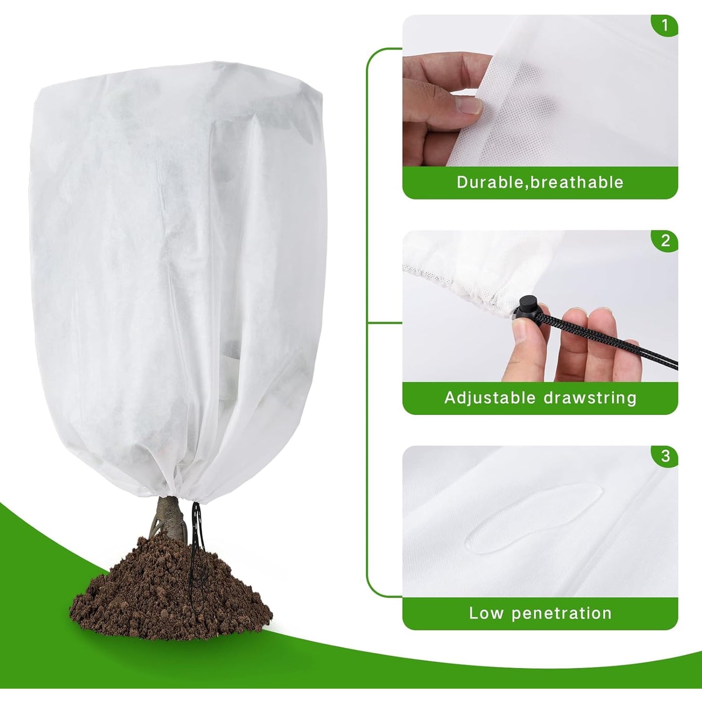 2PCS Plant Covers Freeze Protection Frost Blankets for Outdoor Plants,40"x32" 2.2 oz Plant Covers for Winter Plant Covers Freeze Protection,Frost Cloths for Outdoor Plants with Jacket Drawstring
