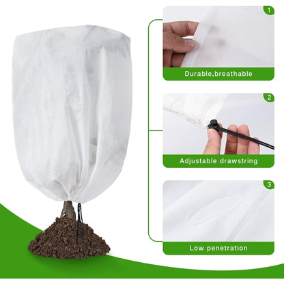 2PCS Plant Covers Freeze Protection Frost Blankets for Outdoor Plants,40"x32" 2.2 oz Plant Covers for Winter Plant Covers Freeze Protection,Frost Cloths for Outdoor Plants with Jacket Drawstring